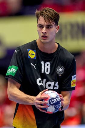 24 01 2026, Handball, Men s EHF EURO 2026, Germany Norway, Jyske Bank Boxen in Herning, Denmark, Main Round Julian Köster Germany 18 Denmark