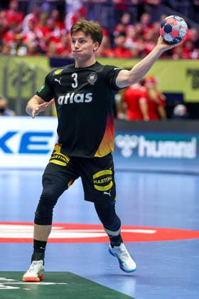 24 01 2026, Handball, Men s EHF EURO 2026, Germany Norway, Jyske Bank Boxen in Herning, Denmark, Main Round Nils Lichtlein Germany 03 Denmark