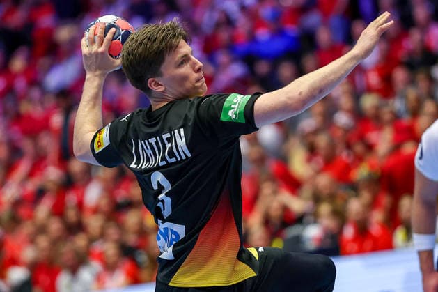 24 01 2026, Handball, Men s EHF EURO 2026, Germany Norway, Jyske Bank Boxen in Herning, Denmark, Main Round Nils Lichtlein Germany 03 Denmark