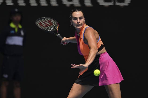 Australian Open 2026 MELBOURNE, AUSTRALIA - JANUARY 25: Aryna Sabalenka in action against Victoria Mboko (CAN) (not seen) during round 4 at the Australian Open grand slam tennis tournament at Melbourne Park in Melbourne, Australia on January 25, 2026. Mark Avellino Anadolu Melbourne Australia. Editorial use only. Please get in touch for any other usage.  Copyright: x2026xAnadoluxMarkxAvellinox