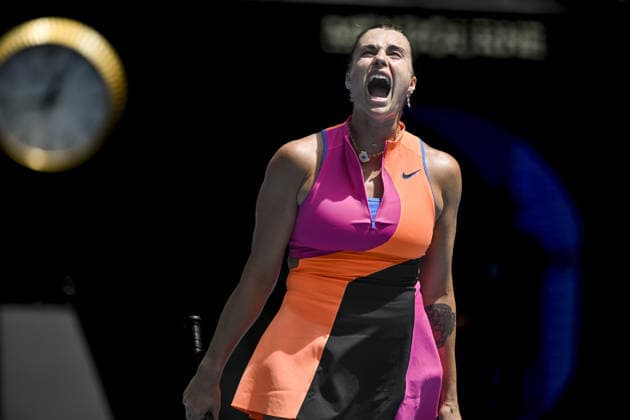 Australian Open 2026 MELBOURNE, AUSTRALIA - JANUARY 25: Aryna Sabalenka in action against Victoria Mboko (CAN) (not seen) during round 4 at the Australian Open grand slam tennis tournament at Melbourne Park in Melbourne, Australia on January 25, 2026. Mark Avellino Anadolu Melbourne Australia. Editorial use only. Please get in touch for any other usage.  Copyright: x2026xAnadoluxMarkxAvellinox