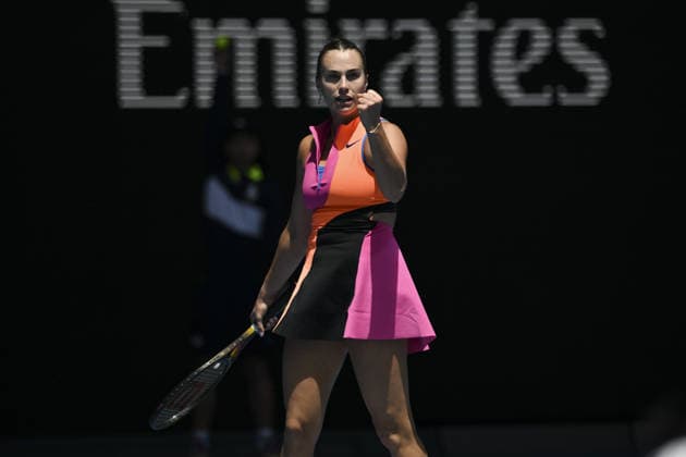 Australian Open 2026 MELBOURNE, AUSTRALIA - JANUARY 25: Aryna Sabalenka in action against Victoria Mboko (CAN) (not seen) during round 4 at the Australian Open grand slam tennis tournament at Melbourne Park in Melbourne, Australia on January 25, 2026. Mark Avellino Anadolu Melbourne Australia. Editorial use only. Please get in touch for any other usage.  Copyright: x2026xAnadoluxMarkxAvellinox