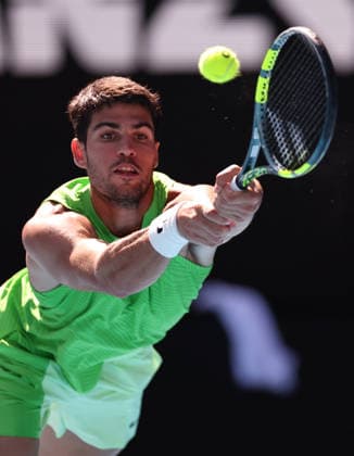 Carlos Alcaraz of Spain in action Australian Open tennis tournament, Day Eight, Melbourne Park, Australia - 25 Jan 2026Melbourne Melbourne Park Victoria (VIC) Australia  Copyright: xEllaxLing Shutterstockx 16380468e