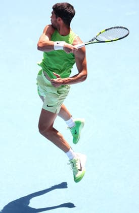 Carlos Alcaraz of Spain in action Australian Open tennis tournament, Day Eight, Melbourne Park, Australia - 25 Jan 2026Melbourne Melbourne Park Victoria (VIC) Australia  Copyright: xEllaxLing Shutterstockx 16380468x