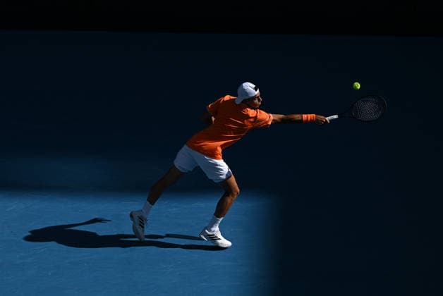 TENNIS AUSTRALIAN OPEN, Francisco Cerundolo of Argentina in action during the Men™s 4th round match against Alexander Zverev of Germany on day 8 of the 2026 Australian Open tennis tournament at Melbourne Park in Melbourne, Sunday, January 25, 2026. ( NO ARCHIVING MELBOURNE VICTORIA AUSTRALIA  Copyright: xJAMESxROSSx 20260125173407648791