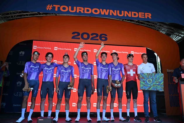 25-01-2026 Tour Down Under; Tappa 05 Stirling - Stirling; 2026, Jayco Aula; Schmid, Mauro; Hayman, Michael Mathew; Stirling; 