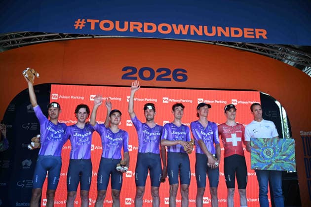 25-01-2026 Tour Down Under; Tappa 05 Stirling - Stirling; 2026, Jayco Aula; Schmid, Mauro; Hayman, Michael Mathew; Stirling; 