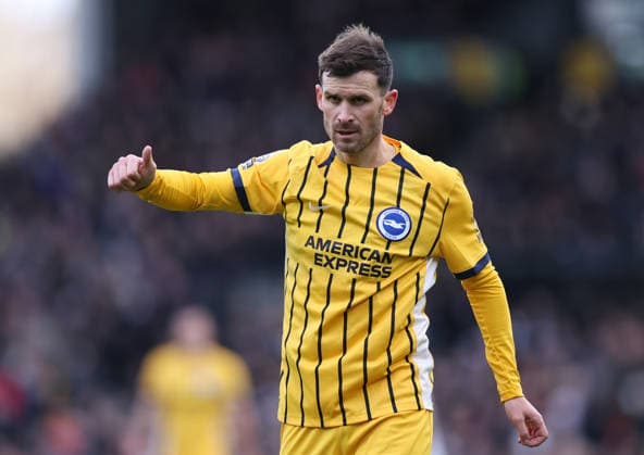 London, England, 24th January 2026. Pascal Groß of Brighton during the Fulham vs Brighton and Hove Albion Premier League match at Craven Cottage, London. Picture credit should read: David Klein Sportimage EDITORIAL USE ONLY. No use with unauthorised audio, video, data, fixture lists, club league logos or live services. Online in-match use limited to 120 images, no video emulation. No use in betting, games or single club league player publications. SPI_050_DK_FULHAM_BRIGHTON SPI-4482-0042