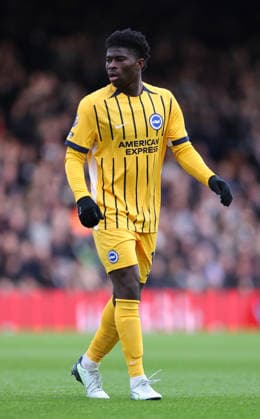 London, England, 24th January 2026. Carlos Baleba of Brighton during the Fulham vs Brighton and Hove Albion Premier League match at Craven Cottage, London. Picture credit should read: David Klein Sportimage EDITORIAL USE ONLY. No use with unauthorised audio, video, data, fixture lists, club league logos or live services. Online in-match use limited to 120 images, no video emulation. No use in betting, games or single club league player publications. SPI_051_DK_FULHAM_BRIGHTON SPI-4482-0043