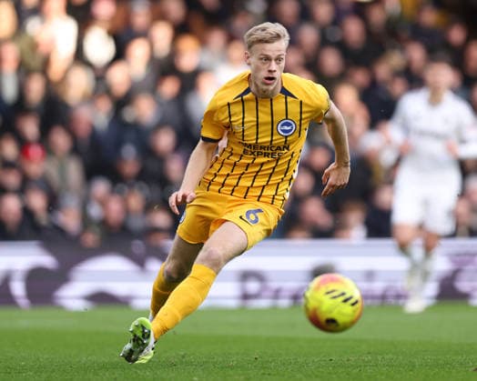 London, England, 24th January 2026. Jan Paul van Hecke of Brighton during the Fulham vs Brighton and Hove Albion Premier League match at Craven Cottage, London. Picture credit should read: David Klein Sportimage EDITORIAL USE ONLY. No use with unauthorised audio, video, data, fixture lists, club league logos or live services. Online in-match use limited to 120 images, no video emulation. No use in betting, games or single club league player publications. SPI_053_DK_FULHAM_BRIGHTON SPI-4482-0045