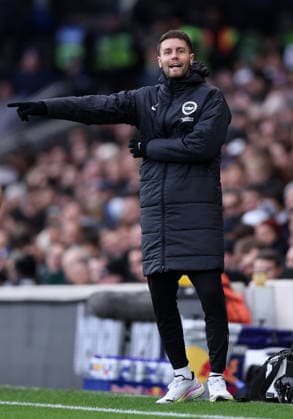 London, England, 24th January 2026. Fabian Hürzeler of Brighton during the Fulham vs Brighton and Hove Albion Premier League match at Craven Cottage, London. Picture credit should read: David Klein Sportimage EDITORIAL USE ONLY. No use with unauthorised audio, video, data, fixture lists, club league logos or live services. Online in-match use limited to 120 images, no video emulation. No use in betting, games or single club league player publications. SPI_073_DK_FULHAM_BRIGHTON SPI-4482-0065