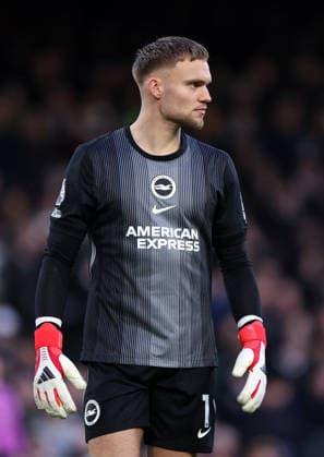London, England, 24th January 2026. Bart Verbruggen of Brighton during the Fulham vs Brighton and Hove Albion Premier League match at Craven Cottage, London. Picture credit should read: David Klein Sportimage EDITORIAL USE ONLY. No use with unauthorised audio, video, data, fixture lists, club league logos or live services. Online in-match use limited to 120 images, no video emulation. No use in betting, games or single club league player publications. SPI_090_DK_FULHAM_BRIGHTON SPI-4482-0082