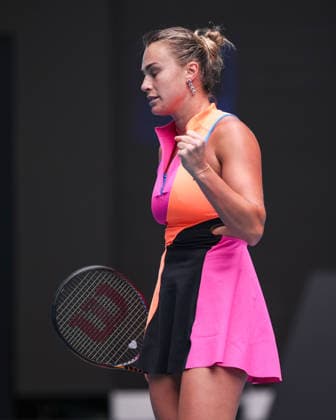 Aryna Sabalenka makes a fist and cheers, cheers, joy, emotion, Australian Open 2026, Melbourne Park, Melbourne, Victoria, Australia Copyright: xJuergenxHasenkopfx
