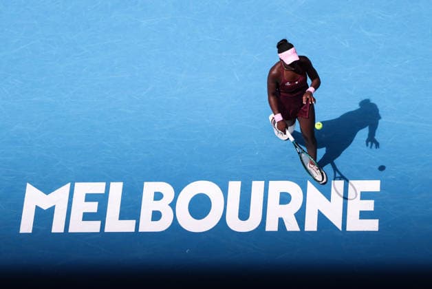 (260125) -- MELBOURNE, Jan. 25, 2026 -- Victoria Mboko prepares to serve during the women s singles 4th round match between Aryna Sabalenka of Belarus and Victoria Mboko of Canada at the Australian Open tennis tournament in Melbourne, Australia, Jan. 25, 2026. ) (SP)AUSTRALIA-MELBOURNE-TENNIS-AUSTRALIAN OPEN-WOMEN S SINGLES MaxPing 