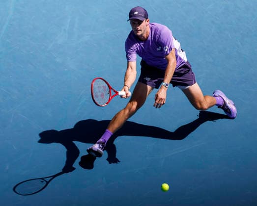 (260125) -- MELBOURNE, Jan. 25, 2026 -- Tommy Paul of the United States competes during the men s singles 4th round match between Carlos Alcaraz of Spain and Tommy Paul of the United States at the Australian Open tennis tournament in Melbourne, Australia, Jan. 25, 2026. ) (SP)AUSTRALIA-MELBOURNE-TENNIS-AUSTRALIAN OPEN-MEN S SINGLES MaxPing 