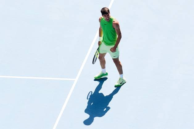 Carlos Alcaraz of Spain celebrates winning the match Australian Open tennis tournament, Day Eight, Melbourne Park, Australia - 25 Jan 2026Melbourne Melbourne Park Victoria (VIC) Australia  Copyright: xRachelxBach Shutterstockx 16380469bd