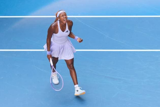 Coco Gauff of the United States of America celebrates winning the match Australian Open tennis tournament, Day Eight, Melbourne Park, Australia - 25 Jan 2026Melbourne Melbourne Park Victoria (VIC) Australia  Copyright: xRachelxBach Shutterstockx 16380469ct