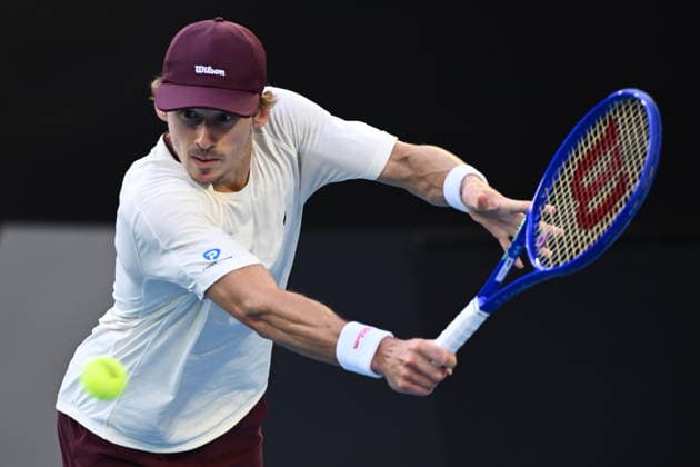 TENNIS AUSTRALIAN OPEN, Alex de Minaur of Australia in action during the Men™s 4th round match against Alexander Bublik of Kazakhstan on day 8 of the 2026 Australian Open tennis tournament at Melbourne Park in Melbourne, Sunday, January 25, 2026. ( NO ARCHIVING MELBOURNE VICTORIA AUSTRALIA  Copyright: xJOELxCARRETTx 20260125113510746299