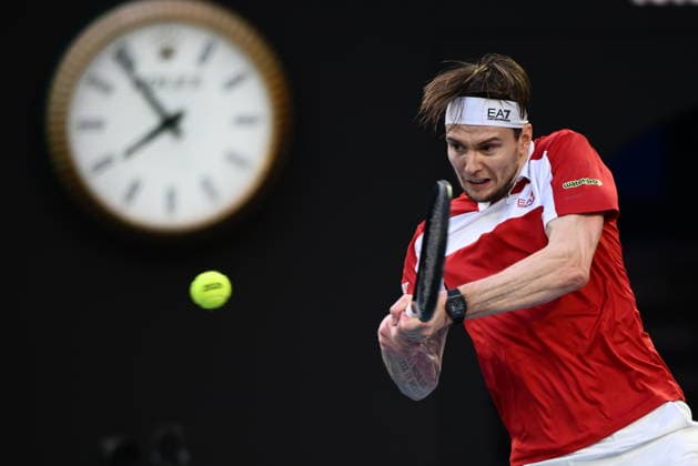 TENNIS AUSTRALIAN OPEN, Alexander Bublik of Kazakhstan in action during the Men™s 4th round match against Alex de Minaur of Australia on day 8 of the 2026 Australian Open tennis tournament at Melbourne Park in Melbourne, Sunday, January 25, 2026. ( NO ARCHIVING MELBOURNE VICTORIA AUSTRALIA  Copyright: xJOELxCARRETTx 20260125161516759920