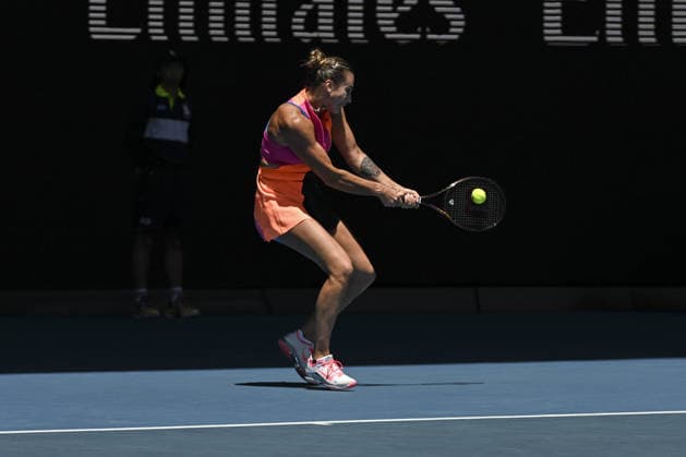Australian Open 2026 MELBOURNE, AUSTRALIA - JANUARY 25: Aryna Sabalenka in action against Victoria Mboko (CAN) (not seen) during round 4 at the Australian Open grand slam tennis tournament at Melbourne Park in Melbourne, Australia on January 25, 2026 Mark Avellino Anadolu Melbourne Australia. Editorial use only. Please get in touch for any other usage.  Copyright: x2026xAnadoluxMarkxAvellinox