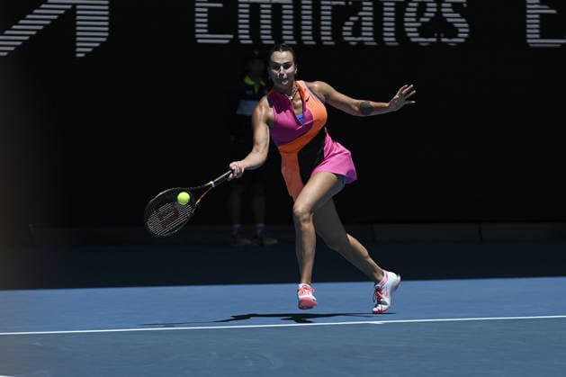 Australian Open 2026 MELBOURNE, AUSTRALIA - JANUARY 25: Aryna Sabalenka in action against Victoria Mboko (CAN) (not seen) during round 4 at the Australian Open grand slam tennis tournament at Melbourne Park in Melbourne, Australia on January 25, 2026 Mark Avellino Anadolu Melbourne Australia. Editorial use only. Please get in touch for any other usage.  Copyright: x2026xAnadoluxMarkxAvellinox