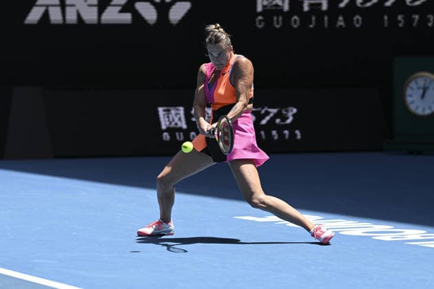 Australian Open 2026 MELBOURNE, AUSTRALIA - JANUARY 25: Aryna Sabalenka in action against Victoria Mboko (CAN) (not seen) during round 4 at the Australian Open grand slam tennis tournament at Melbourne Park in Melbourne, Australia on January 25, 2026 Mark Avellino Anadolu Melbourne Australia. Editorial use only. Please get in touch for any other usage.  Copyright: x2026xAnadoluxMarkxAvellinox