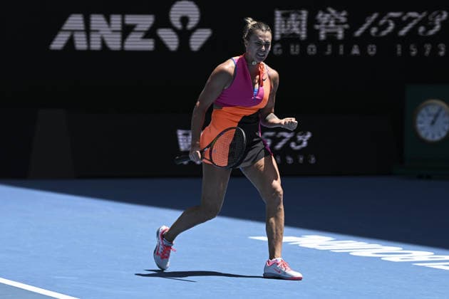 Australian Open 2026 MELBOURNE, AUSTRALIA - JANUARY 25: Aryna Sabalenka reaction after scoring a point during the tie break against Victoria Mboko (CAN) (not seen) during round 4 at the Australian Open grand slam tennis tournament at Melbourne Park in Melbourne, Australia on January 25, 2026 Mark Avellino Anadolu Melbourne Australia. Editorial use only. Please get in touch for any other usage.  Copyright: x2026xAnadoluxMarkxAvellinox