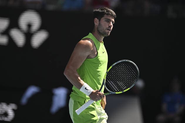 Australian Open 2026 MELBOURNE, AUSTRALIA - JANUARY 25: Carlos Alcaraz (ESP) in action against Tommy Paul (USA) (not seen) during round 4 at the Australian Open grand slam tennis tournament at Melbourne Park in Melbourne, Australia on January 25, 2026 Mark Avellino Anadolu Melbourne Australia. Editorial use only. Please get in touch for any other usage.  Copyright: x2026xAnadoluxMarkxAvellinox