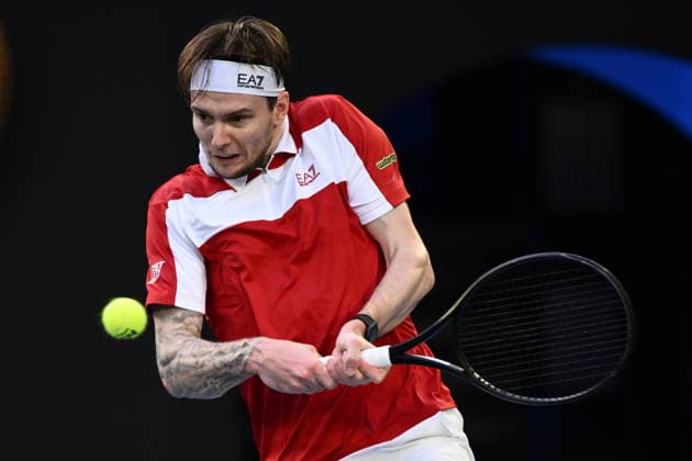 TENNIS AUSTRALIAN OPEN, Alexander Bublik of Kazakhstan in action during the Men™s 4th round match against Alex de Minaur of Australia on day 8 of the 2026 Australian Open tennis tournament at Melbourne Park in Melbourne, Sunday, January 25, 2026. ( NO ARCHIVING MELBOURNE VICTORIA AUSTRALIA  Copyright: xJOELxCARRETTx 20260125184792358077