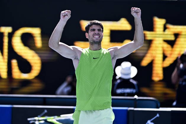 Australian Open 2026 MELBOURNE, AUSTRALIA - JANUARY 25: Carlos Alcaraz (ESP) reaction after winning the match against Tommy Paul (USA) (not seen) during round 4 at the Australian Open grand slam tennis tournament at Melbourne Park in Melbourne, Australia on January 25, 2026 Mark Avellino Anadolu Melbourne Australia. Editorial use only. Please get in touch for any other usage.  Copyright: x2026xAnadoluxMarkxAvellinox