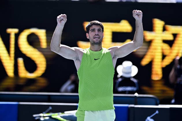 Australian Open 2026 MELBOURNE, AUSTRALIA - JANUARY 25: Carlos Alcaraz (ESP) reaction after winning the match against Tommy Paul (USA) (not seen) during round 4 at the Australian Open grand slam tennis tournament at Melbourne Park in Melbourne, Australia on January 25, 2026 Mark Avellino Anadolu Melbourne Australia. Editorial use only. Please get in touch for any other usage.  Copyright: x2026xAnadoluxMarkxAvellinox