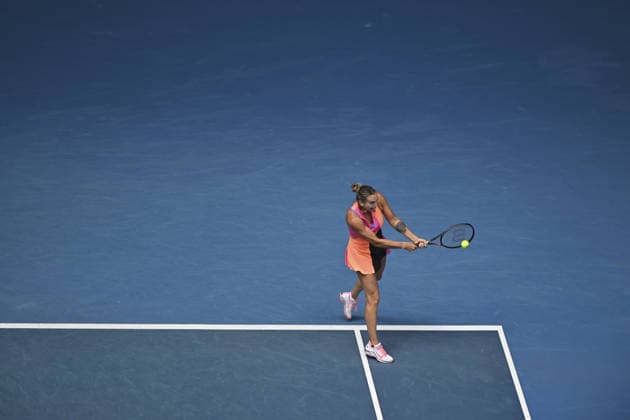 Australian Open 2026 MELBOURNE, AUSTRALIA - JANUARY 24: Aryna Sabalenka in action against Victoria Mboko (CAN) (not seen) during round 4 at the Australian Open grand slam tennis tournament at Melbourne Park in Melbourne, Australia on January 25, 2026 Mark Avellino Anadolu Melbourne Australia. Editorial use only. Please get in touch for any other usage.  Copyright: x2026xAnadoluxMarkxAvellinox