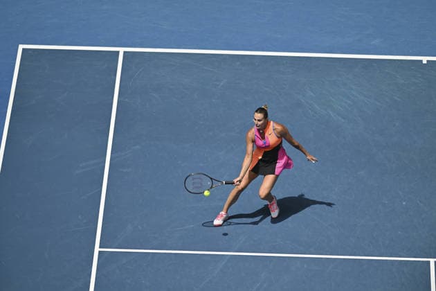 Australian Open 2026 MELBOURNE, AUSTRALIA - JANUARY 24: Aryna Sabalenka in action against Victoria Mboko (CAN) (not seen) during round 4 at the Australian Open grand slam tennis tournament at Melbourne Park in Melbourne, Australia on January 25, 2026 Mark Avellino Anadolu Melbourne Australia. Editorial use only. Please get in touch for any other usage.  Copyright: x2026xAnadoluxMarkxAvellinox