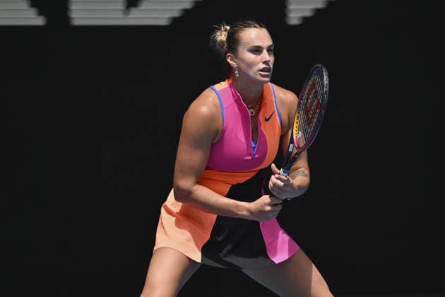Australian Open 2026 MELBOURNE, AUSTRALIA - JANUARY 24: Aryna Sabalenka in action against Victoria Mboko (CAN) (not seen) during round 4 at the Australian Open grand slam tennis tournament at Melbourne Park in Melbourne, Australia on January 25, 2026 Mark Avellino Anadolu Melbourne Australia. Editorial use only. Please get in touch for any other usage.  Copyright: x2026xAnadoluxMarkxAvellinox