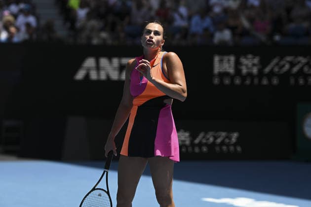 Australian Open 2026 MELBOURNE, AUSTRALIA - JANUARY 24: Aryna Sabalenka reaction after dropping a point to Victoria Mboko (CAN) (not seen) during round 4 at the Australian Open grand slam tennis tournament at Melbourne Park in Melbourne, Australia on January 25, 2026 Mark Avellino Anadolu Melbourne Australia. Editorial use only. Please get in touch for any other usage.  Copyright: x2026xAnadoluxMarkxAvellinox