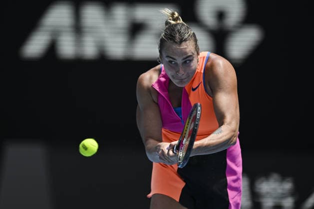 Australian Open 2026 MELBOURNE, AUSTRALIA - JANUARY 24: Aryna Sabalenka in action against Victoria Mboko (CAN) (not seen) during round 4 at the Australian Open grand slam tennis tournament at Melbourne Park in Melbourne, Australia on January 25, 2026 Mark Avellino Anadolu Melbourne Australia. Editorial use only. Please get in touch for any other usage.  Copyright: x2026xAnadoluxMarkxAvellinox