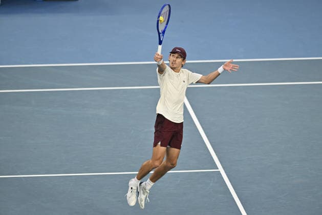 Australian Open 2026 MELBOURNE, AUSTRALIA - JANUARY 25: Alex de Minaur (AUS) in action against Alexander Bublik (KAZ) (not seen) in round 4 at the Australian Open grand slam tennis tournament at Melbourne Park in Melbourne, Australia on January 25, 2026 Mark Avellino Anadolu Melbourne Australia. Editorial use only. Please get in touch for any other usage.  Copyright: x2026xAnadoluxMarkxAvellinox