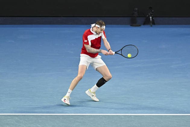 Australian Open 2026 MELBOURNE, AUSTRALIA - JANUARY 25:Alexander Bublik (KAZ) in action against Alex de Minaur (AUS) (not seen) in round 4 at the Australian Open grand slam tennis tournament at Melbourne Park in Melbourne, Australia on January 25, 2026 Mark Avellino Anadolu Melbourne Australia. Editorial use only. Please get in touch for any other usage.  Copyright: x2026xAnadoluxMarkxAvellinox