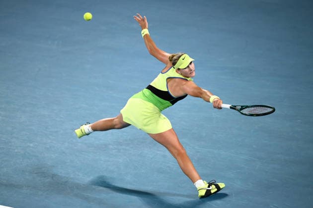 TENNIS AUSTRALIAN OPEN, Mirra Andreeva of Russia in action during the Women™s 4th round match against Elina Svitolina of Ukraine on day 8 of the 2026 Australian Open tennis tournament at Melbourne Park in Melbourne, Sunday, January 25, 2026. ( NO ARCHIVING MELBOURNE VICTORIA AUSTRALIA  Copyright: xJOELxCARRETTx 20260125190577087695