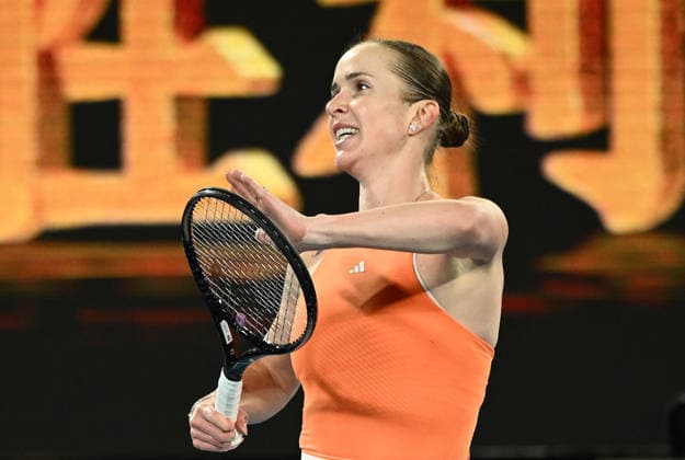 TENNIS AUSTRALIAN OPEN, Elina Svitolina of Ukraine celebrates after winning the Women™s 4th round match against Mirra Andreeva of Russia on day 8 of the 2026 Australian Open tennis tournament at Melbourne Park in Melbourne, Sunday, January 25, 2026. ( NO ARCHIVING MELBOURNE VICTORIA AUSTRALIA  Copyright: xJOELxCARRETTx 20260125116704933994