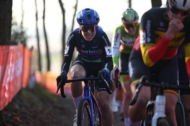 Dutch Shirin van Anrooij pictured in action during the women s elite race at the World Cup cyclocross cycling event in Hoogerheide, Netherlands, stage 12 (out of 12) of the UCI World Cup cyclocross competition, Sunday 25 January 2026. LUCxCLAESSEN  x158472193x