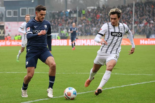 25 01 2026, Football, Men, 2 Bundesliga, Season 2025 2026, SV 07 Elversberg VfL Bochum 1848, Nicholas Mickelson SV 07 Elversberg , Kjell Arik Wätjen VfL Bochum 1848 Elversberg Ursapharm Arena an der Kaiserlinde Saarland Germany DEU Copyright: xSebastianxBachx