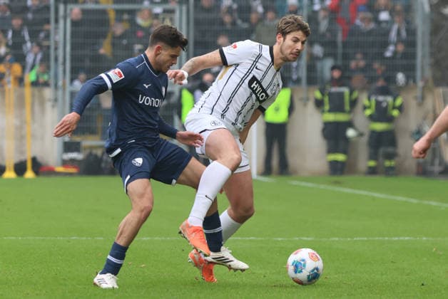 25 01 2026, Football, Men, 2 Bundesliga, Season 2025 2026, SV 07 Elversberg VfL Bochum 1848, Maximilian Rohr SV 07 Elversberg , Kjell Arik Wätjen VfL Bochum 1848 Elversberg Ursapharm Arena an der Kaiserlinde Saarland Germany DEU Copyright: xSebastianxBachx
