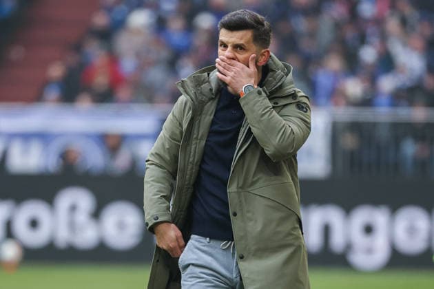 2 Bundesliga FC Schalke 04 1 FC Kaiserslautern on 25 01 2026 in the Veltins Arena on Schalke Coach Miron Muslic Schalke dissatisfied, disappointed, disappointed, dejected MH