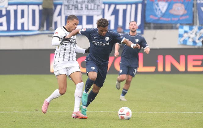25 01 2026, Football, Men, 2 Bundesliga, Season 2025 2026, SV 07 Elversberg VfL Bochum 1848, Jan Gyamerah SV 07 Elversberg Farid Alfa Ruprecht VfL Bochum 1848 Elversberg Ursapharm Arena an der Kaiserlinde Saarland Germany DEU Copyright: xSebastianxBachx