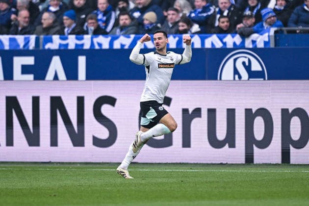 25 01 2026, Football, 2 Bundesliga, Season 2025 2026, Matchday 19, FC Schalke 04 1 FC Kaiserslautern, Ivan Prtajin 1 FC Kaiserslautern n celebrates the goal for 0 1, xRHR PHOTO YYx Copyright: KROEGER RHR-FOTOx RHR-FOTO YY