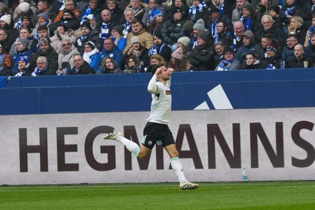 Germany Soccer 2 Bundesliga, Season 2025 26, Matchday 19 FC Schalke 04 vs 1 FC Kaiserslautern, 25 01 2026, Veltins Arena Gelsenkirchen, North Rhine-Westphalia Cheering goal celebration Emotions about the goal to 1 0 by Ivan Prtajin 1 FC Kaiserslautern, 9 Copyright: xLeonxFrickx