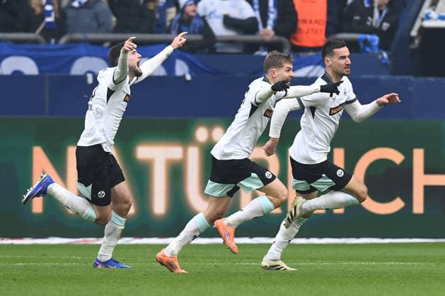 Soccer 2 Bundesliga 19 Matchday FC Schalke 04 1 FC Kaiserslautern on 25 01 2026 at the Veltins Arena in Gelsenkirchen Goal celebration to 0 1 by Ivan Prtajin Kaiserslautern DFL regulations prohibit any use of photographs as image sequences and or quasi video xRx