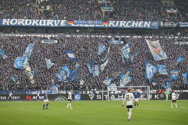 Fans of FC Schalke 04 at the match of the 2 Bundesliga season 2025 26 FC Schalke 04 1 FC Kaiserslautern Copyright Thomas Pakusch
