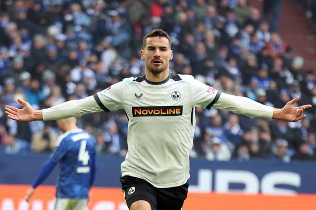 25 01 2026, xrekx, Fußball 2 Bundesliga, FC Schalke 04 1 FC Kaiserslautern v l Torjubel nach dem Tor zum celebrating the goal celebrate 0 2 durch Ivan Prtajin 1 FC Kaiserslautern DFL DFB REGULATIONS PROHIBIT ANY USE OF PHOTOGRAPHS as IMAGE SEQUENCES and or QUASI VIDEO Gelsenkirchen